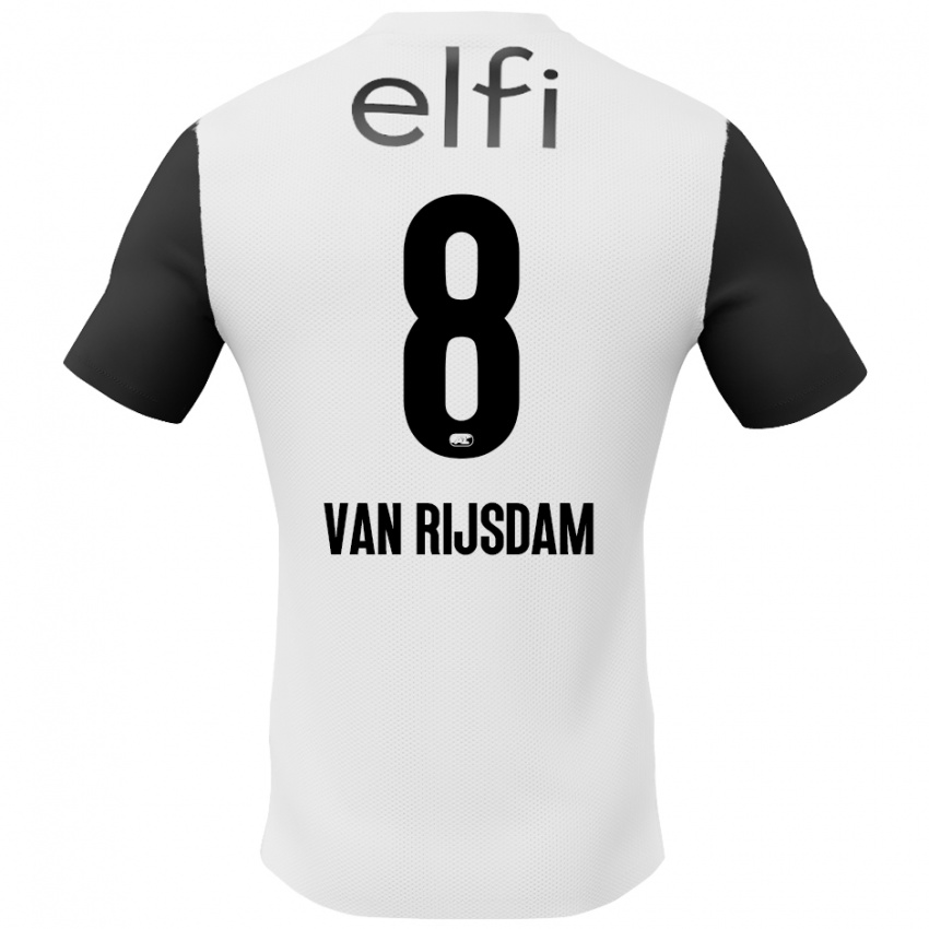 Kinder Julian Van Rijsdam #8 Weiß Schwarz Auswärtstrikot Trikot 2024/25 T-Shirt