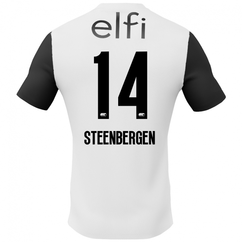 Kinder Thom Steenbergen #14 Weiß Schwarz Auswärtstrikot Trikot 2024/25 T-Shirt