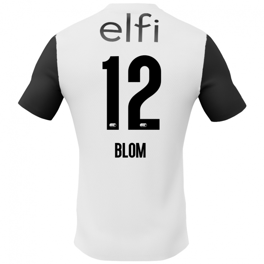 Kinder Robin Blom #12 Weiß Schwarz Auswärtstrikot Trikot 2024/25 T-Shirt