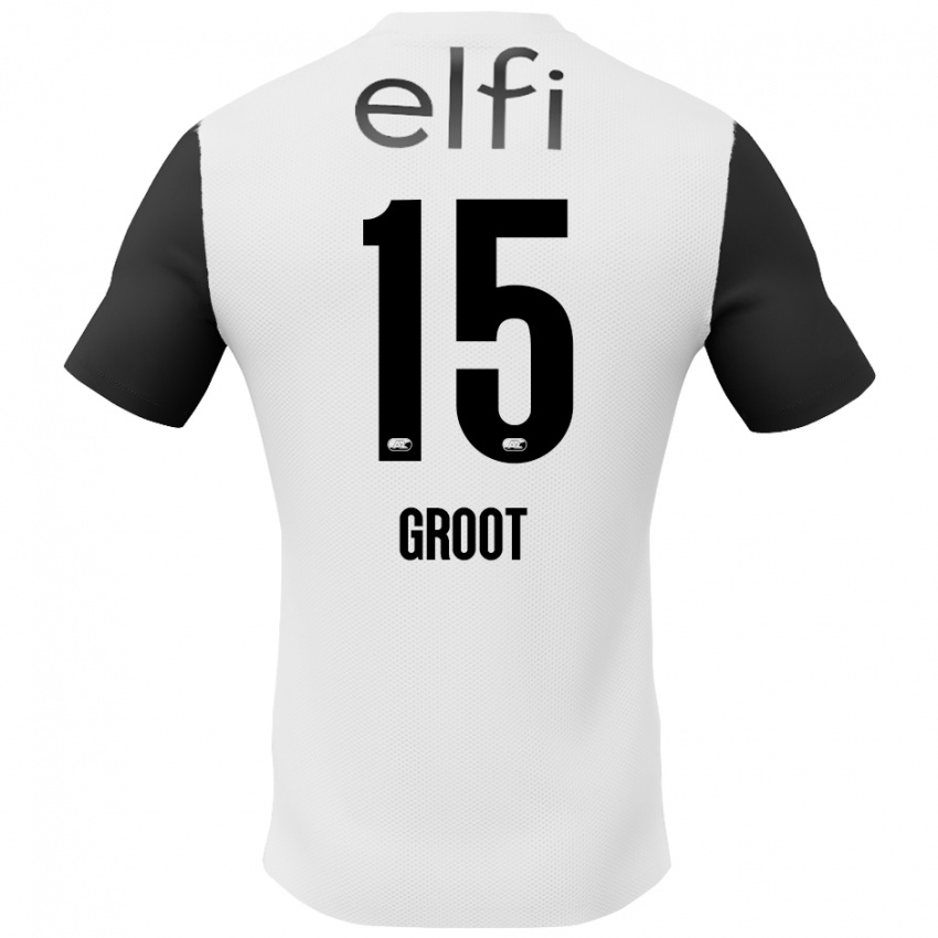 Kinder Pleun Groot #15 Weiß Schwarz Auswärtstrikot Trikot 2024/25 T-Shirt