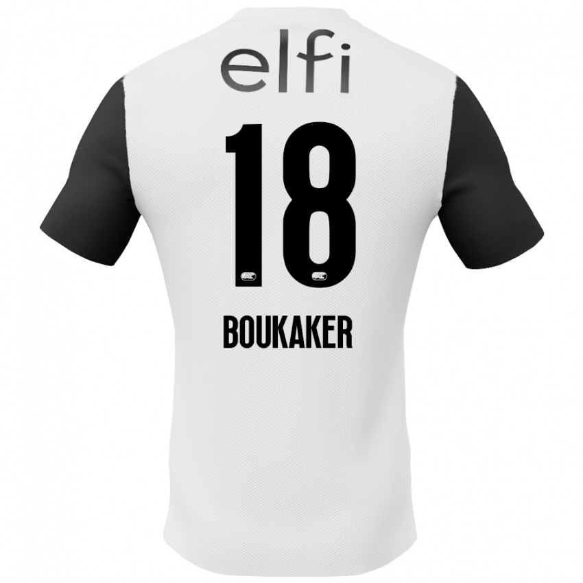 Kinder Romaissa Boukaker #18 Weiß Schwarz Auswärtstrikot Trikot 2024/25 T-Shirt