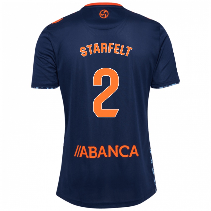 Kinder Carl Starfelt #2 Marineblau Auswärtstrikot Trikot 2024/25 T-Shirt