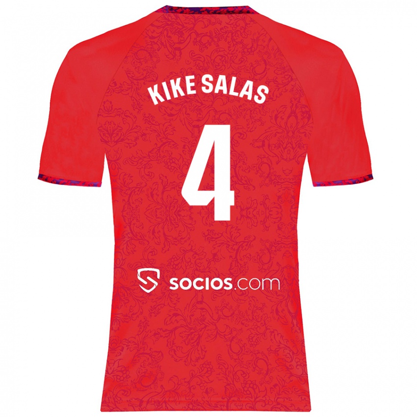 Kinder Kike Salas #4 Rot Auswärtstrikot Trikot 2024/25 T-Shirt