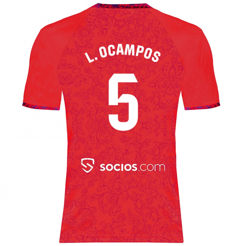 Kinder Lucas Ocampos #5 Rot Auswärtstrikot Trikot 2024/25 T-Shirt