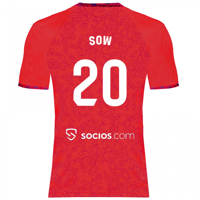 Kinder Djibril Sow #20 Rot Auswärtstrikot Trikot 2024/25 T-Shirt