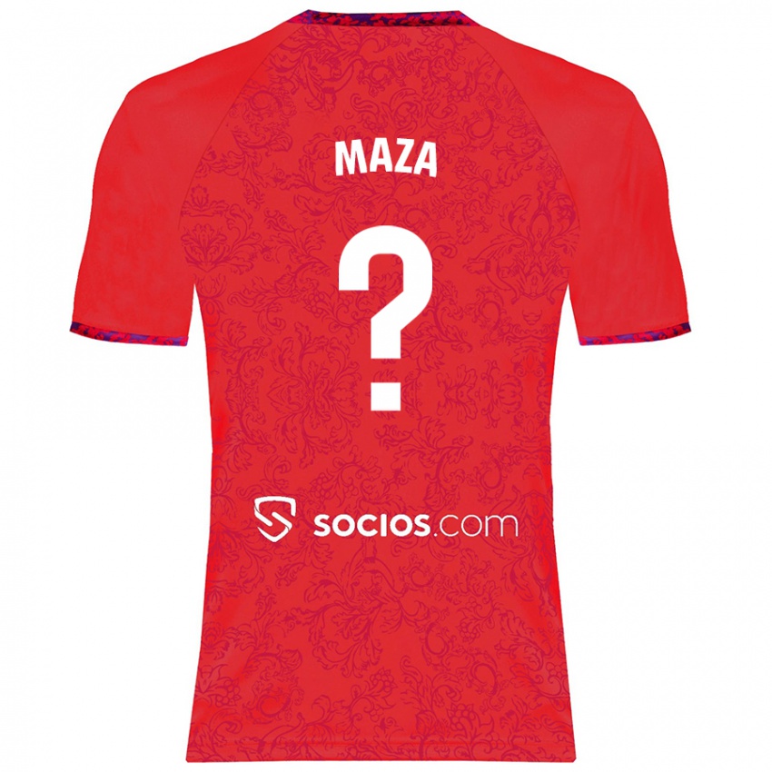 Kinder Manuel Maza #0 Rot Auswärtstrikot Trikot 2024/25 T-Shirt