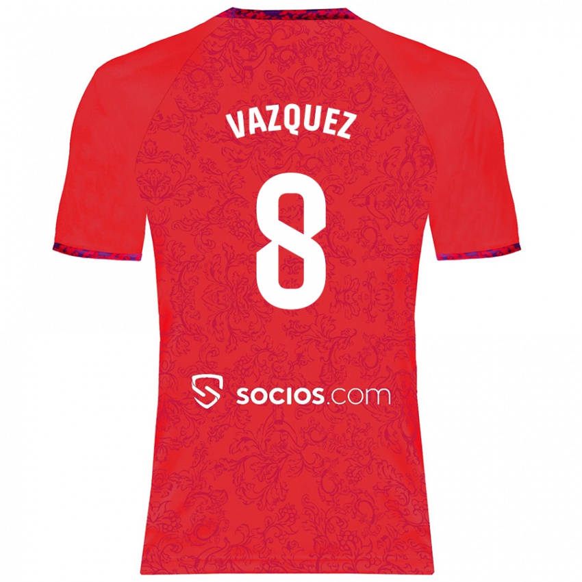 Kinder Manolo Vázquez #8 Rot Auswärtstrikot Trikot 2024/25 T-Shirt