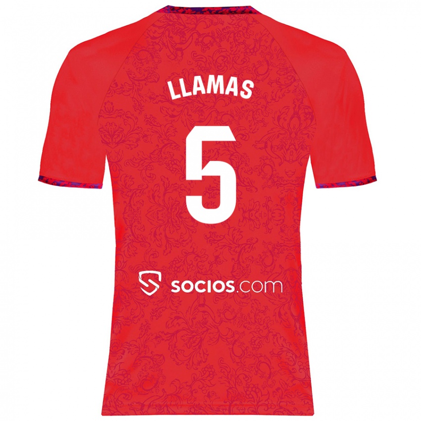 Kinder Eva Llamas Hernández #5 Rot Auswärtstrikot Trikot 2024/25 T-Shirt