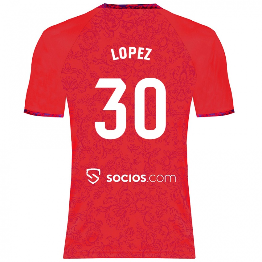 Kinder Alba López #30 Rot Auswärtstrikot Trikot 2024/25 T-Shirt