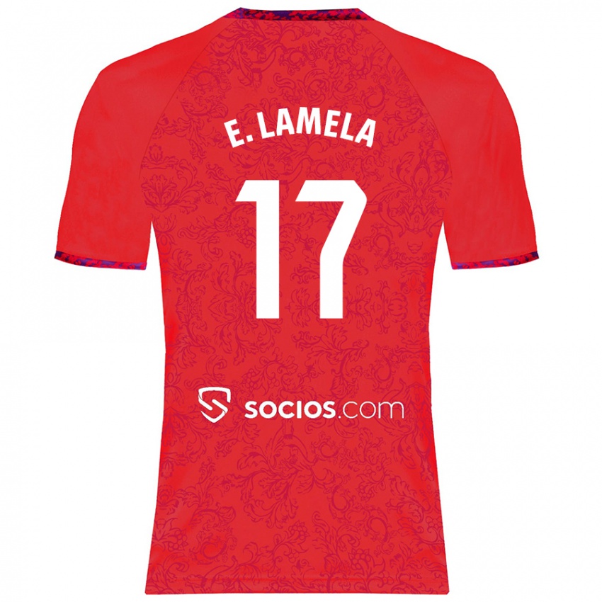 Kinder Erik Lamela #17 Rot Auswärtstrikot Trikot 2024/25 T-Shirt