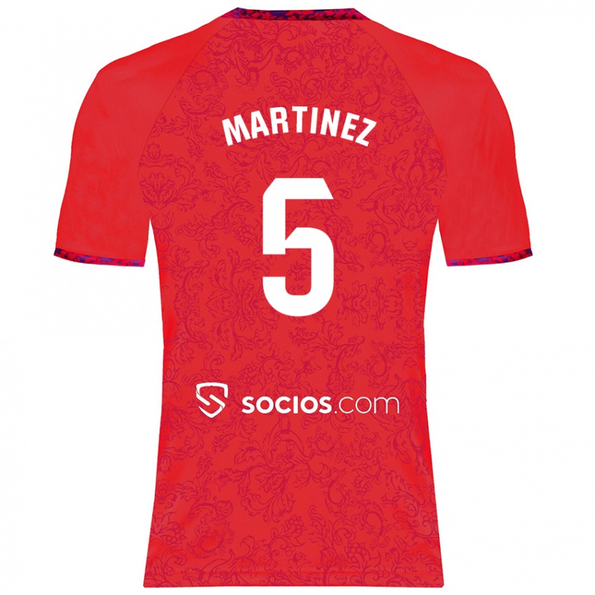 Kinder Sergio Martínez #5 Rot Auswärtstrikot Trikot 2024/25 T-Shirt