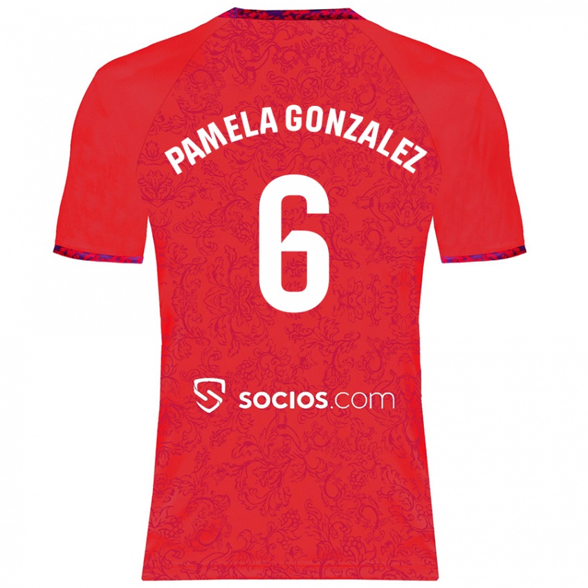 Kinder Cinthia Pamela González Medina #6 Rot Auswärtstrikot Trikot 2024/25 T-Shirt