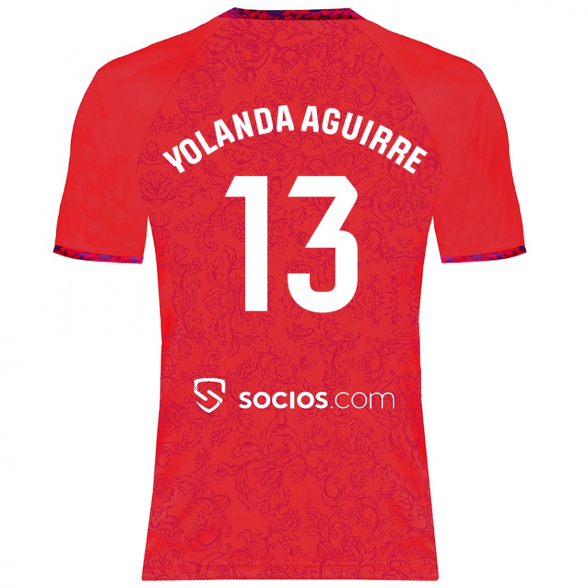 Kinder Yolanda Aguirre Gutiérrez #13 Rot Auswärtstrikot Trikot 2024/25 T-Shirt