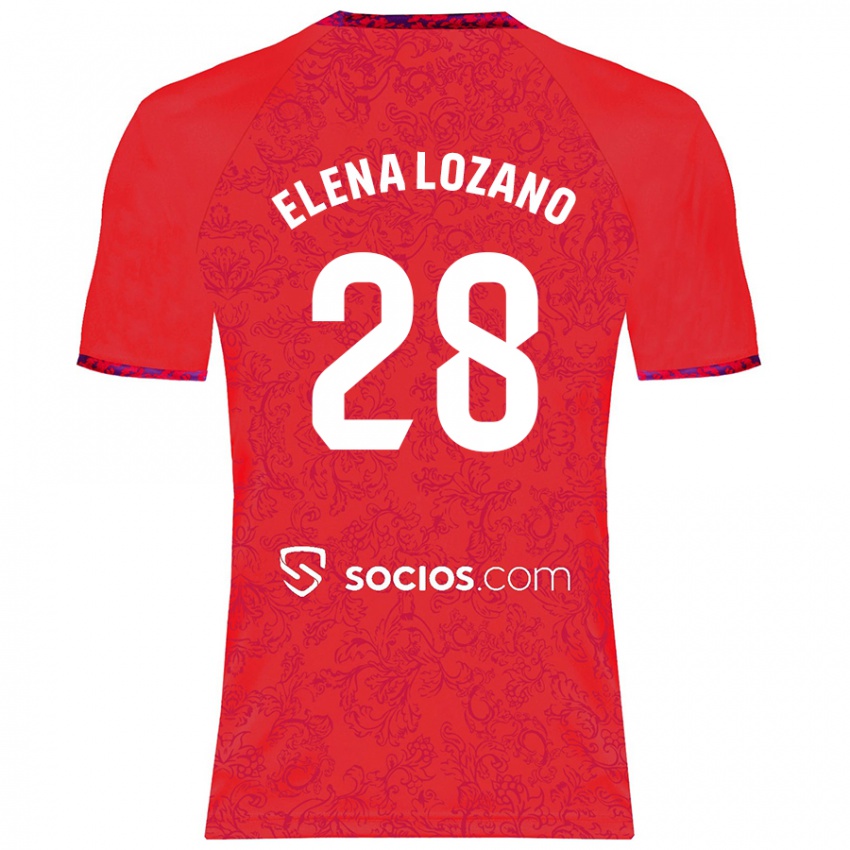 Kinder Elena Lozano Gallego #28 Rot Auswärtstrikot Trikot 2024/25 T-Shirt