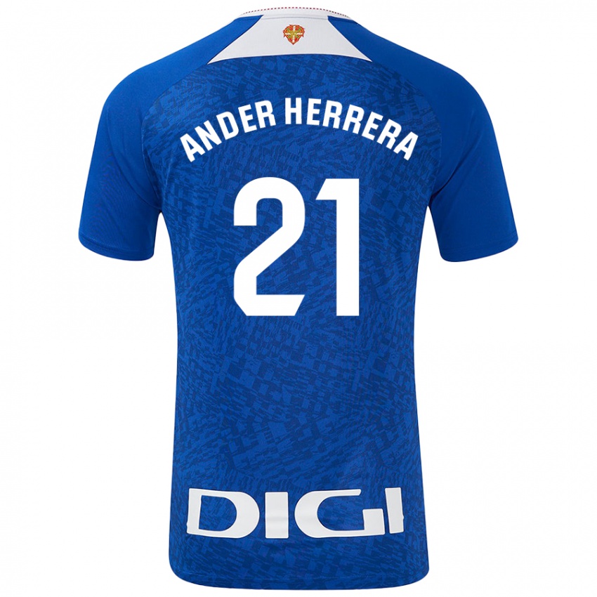 Kinder Ander Herrera #21 Königsblau Auswärtstrikot Trikot 2024/25 T-Shirt