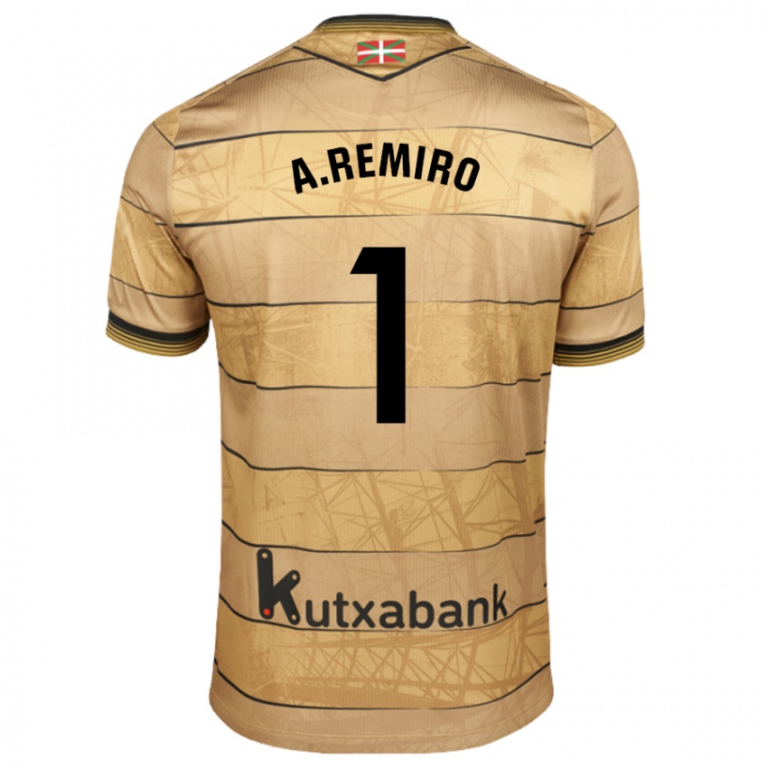 Kinder Álex Remiro #1 Braun Auswärtstrikot Trikot 2024/25 T-Shirt