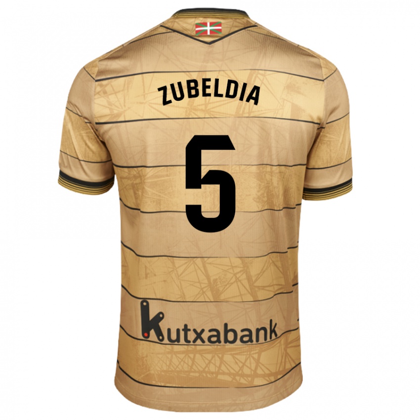 Kinder Igor Zubeldia #5 Braun Auswärtstrikot Trikot 2024/25 T-Shirt