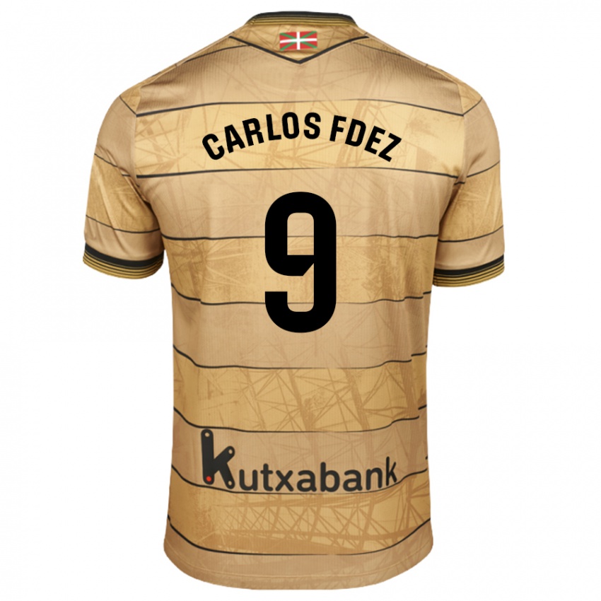 Kinder Carlos Fernández #9 Braun Auswärtstrikot Trikot 2024/25 T-Shirt