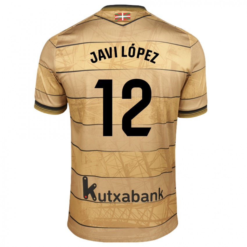 Kinder Javi López #12 Braun Auswärtstrikot Trikot 2024/25 T-Shirt