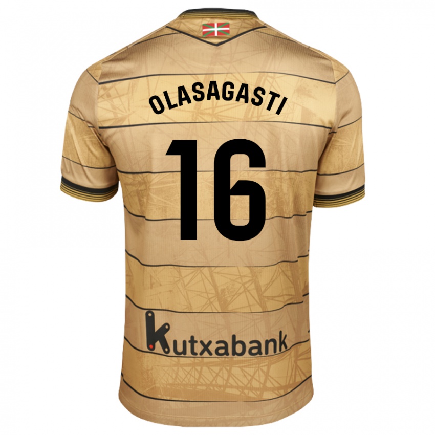 Kinder Jon Ander Olasagasti #16 Braun Auswärtstrikot Trikot 2024/25 T-Shirt