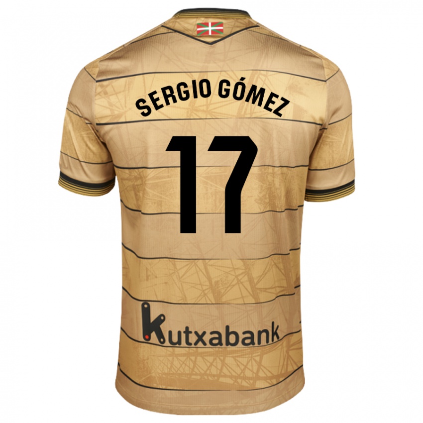 Kinder Sergio Gómez #17 Braun Auswärtstrikot Trikot 2024/25 T-Shirt