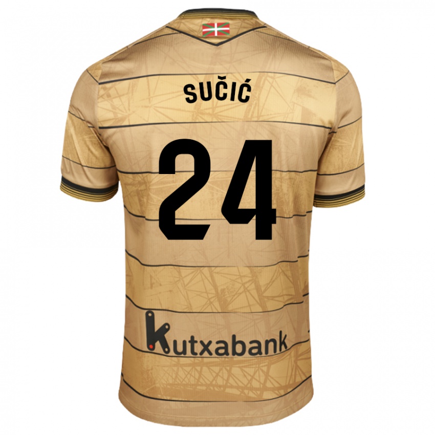 Kinder Luka Sucic #24 Braun Auswärtstrikot Trikot 2024/25 T-Shirt