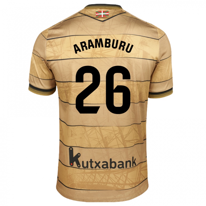 Kinder Jon Aramburu #26 Braun Auswärtstrikot Trikot 2024/25 T-Shirt