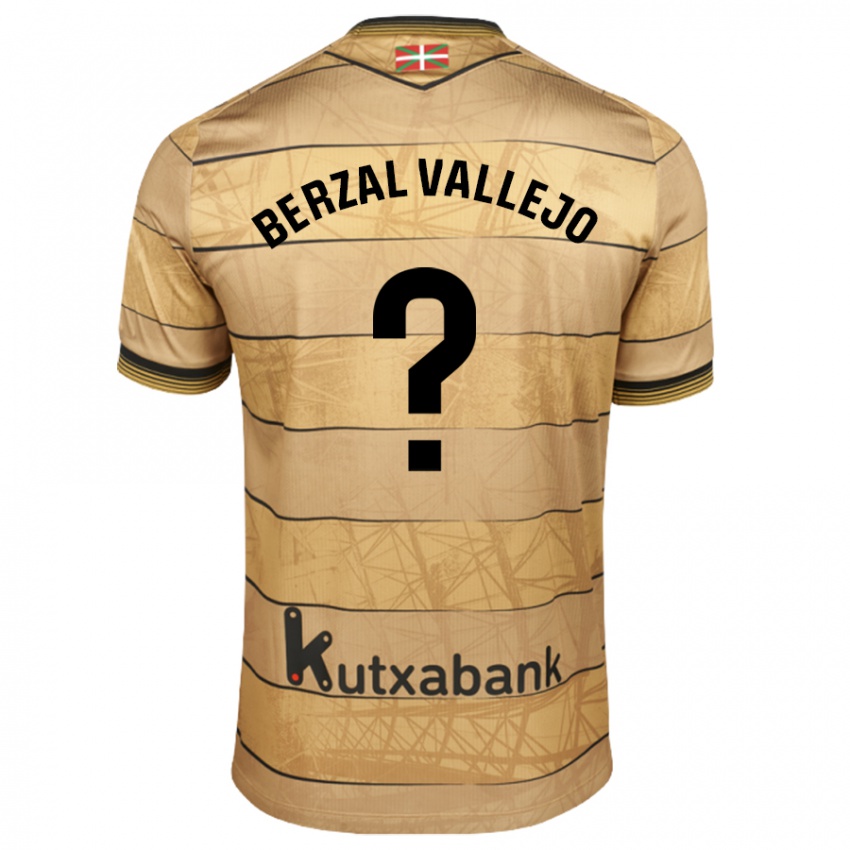 Kinder Asier Berzal Vallejo #0 Braun Auswärtstrikot Trikot 2024/25 T-Shirt