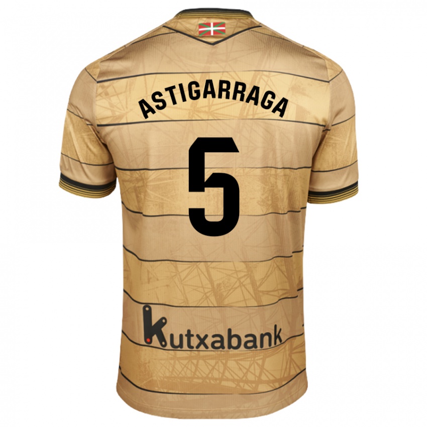 Kinder Eneko Astigarraga #5 Braun Auswärtstrikot Trikot 2024/25 T-Shirt