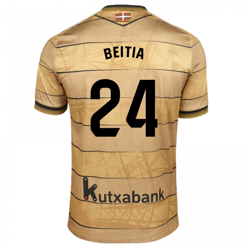 Kinder Luken Beitia #24 Braun Auswärtstrikot Trikot 2024/25 T-Shirt