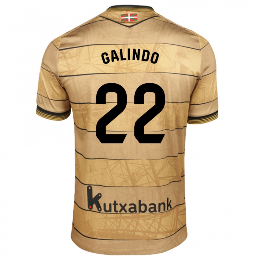 Kinder Iker Galindo #22 Braun Auswärtstrikot Trikot 2024/25 T-Shirt