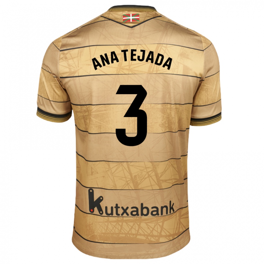 Kinder Ana Tejada Jiménez #3 Braun Auswärtstrikot Trikot 2024/25 T-Shirt