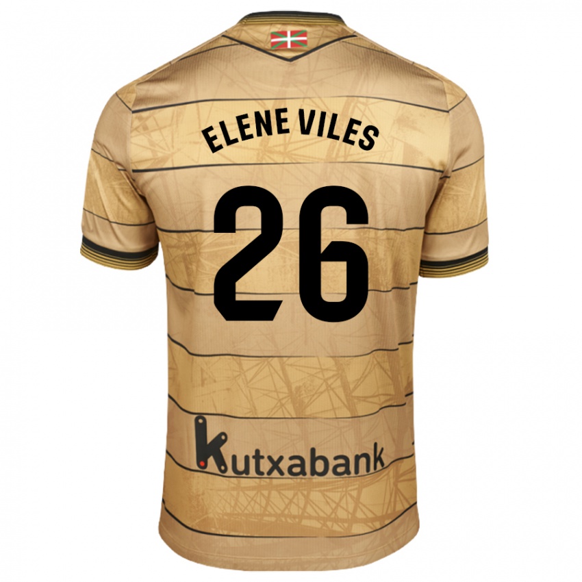 Kinder Elene Viles Odriozola #26 Braun Auswärtstrikot Trikot 2024/25 T-Shirt