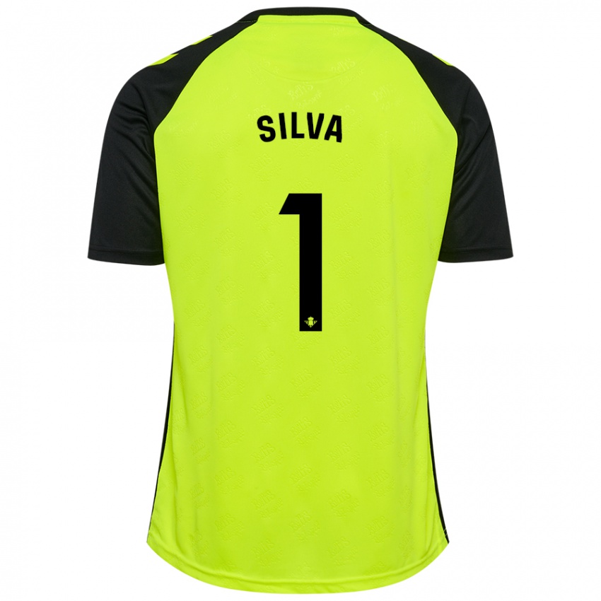 Kinder Rui Silva #1 Fluoreszierendes Gelb Schwarz Auswärtstrikot Trikot 2024/25 T-Shirt