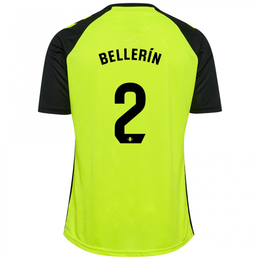 Kinder Hector Bellerin #2 Fluoreszierendes Gelb Schwarz Auswärtstrikot Trikot 2024/25 T-Shirt