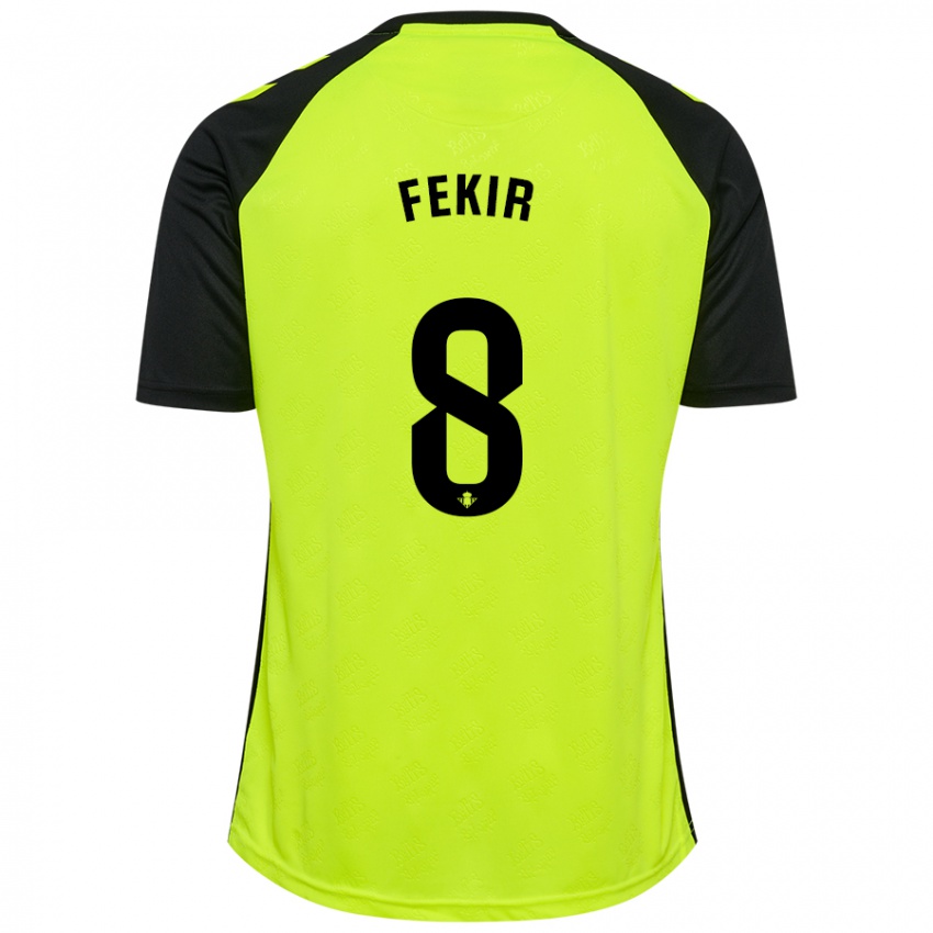 Kinder Nabil Fekir #8 Fluoreszierendes Gelb Schwarz Auswärtstrikot Trikot 2024/25 T-Shirt