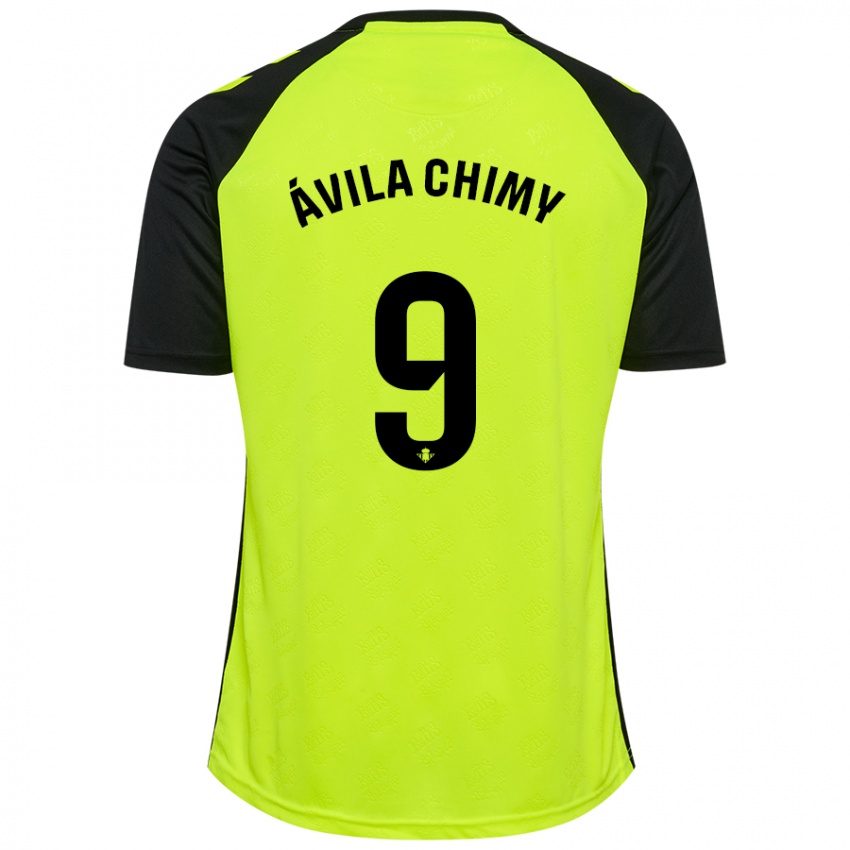 Kinder Chimy Ávila #9 Fluoreszierendes Gelb Schwarz Auswärtstrikot Trikot 2024/25 T-Shirt