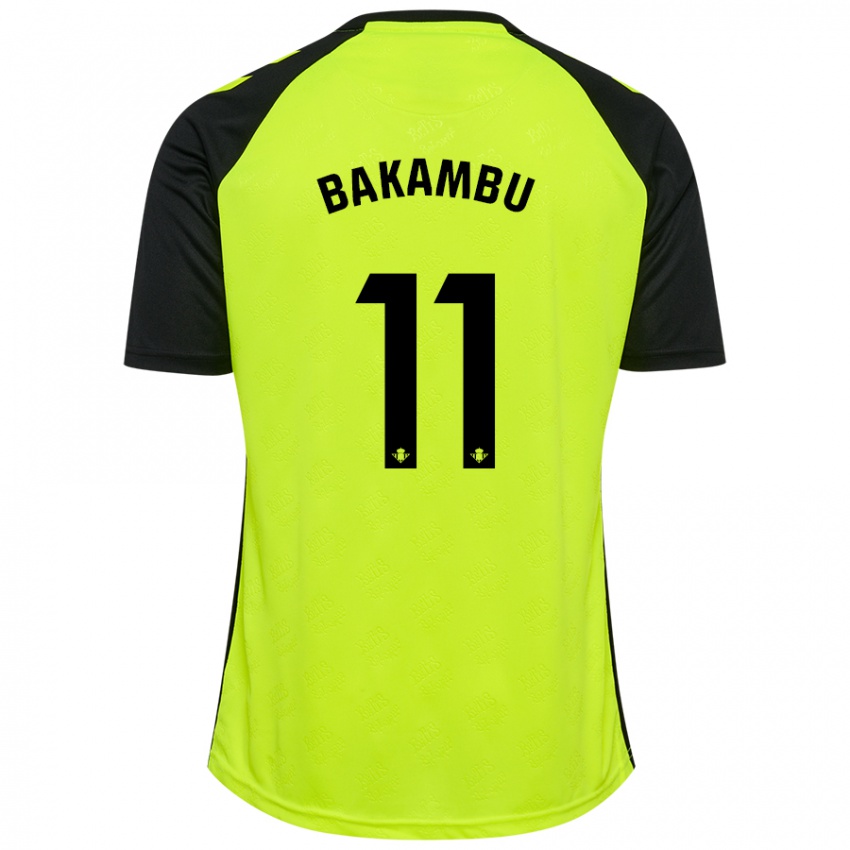 Kinder Cedric Bakambu #11 Fluoreszierendes Gelb Schwarz Auswärtstrikot Trikot 2024/25 T-Shirt