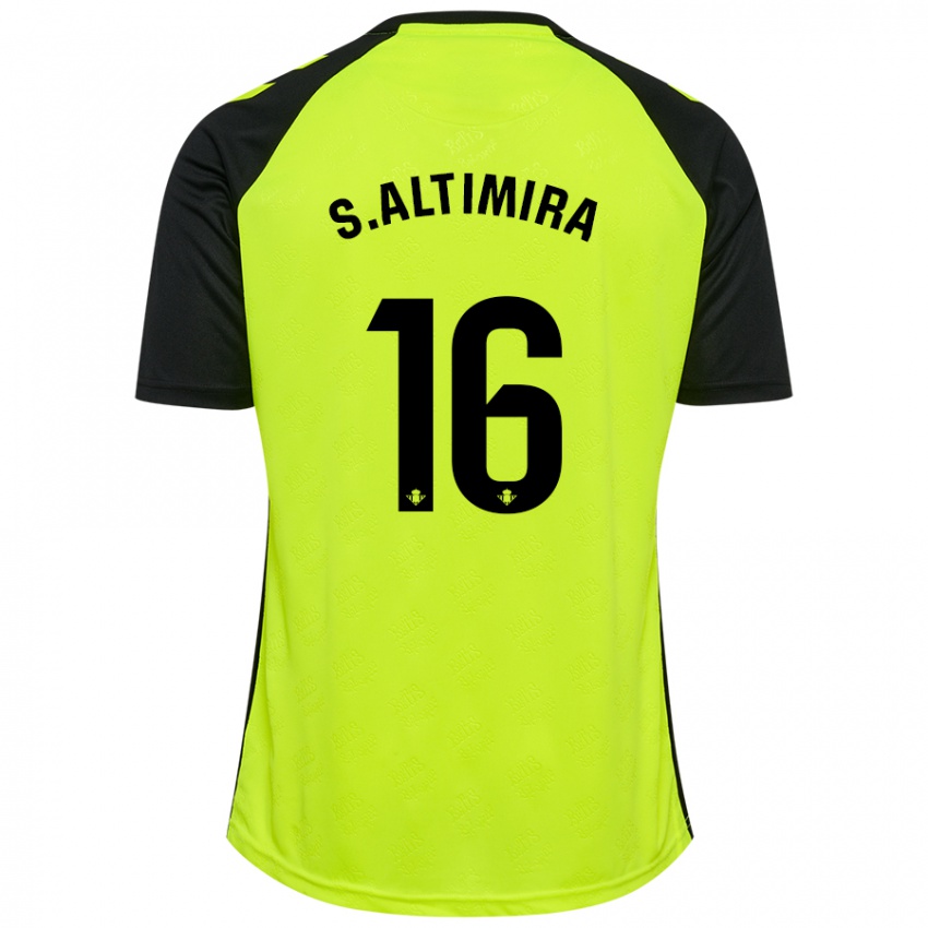 Kinder Sergi Altimira #16 Fluoreszierendes Gelb Schwarz Auswärtstrikot Trikot 2024/25 T-Shirt