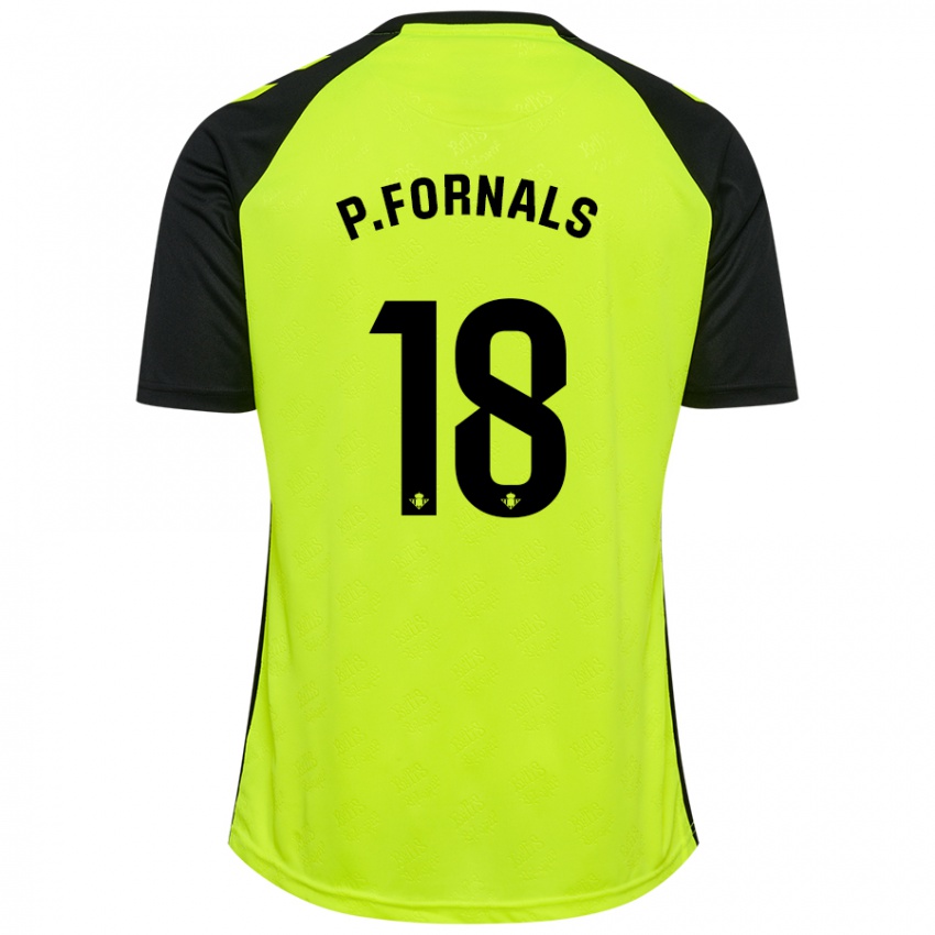 Kinder Pablo Fornals #18 Fluoreszierendes Gelb Schwarz Auswärtstrikot Trikot 2024/25 T-Shirt