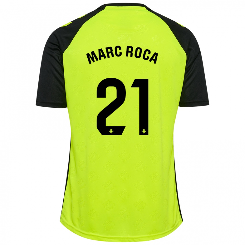 Kinder Marc Roca #21 Fluoreszierendes Gelb Schwarz Auswärtstrikot Trikot 2024/25 T-Shirt