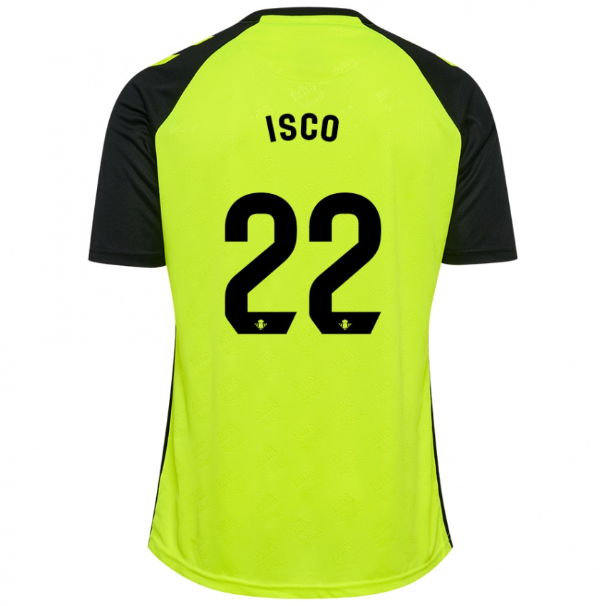 Kinder Isco #22 Fluoreszierendes Gelb Schwarz Auswärtstrikot Trikot 2024/25 T-Shirt