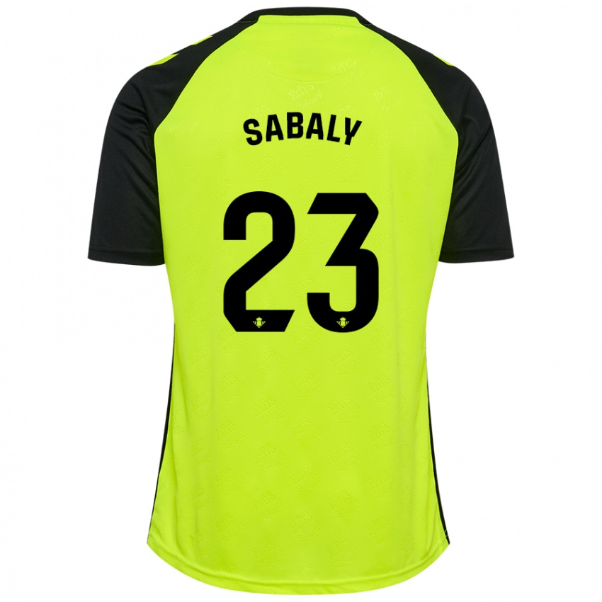 Kinder Youssouf Sabaly #23 Fluoreszierendes Gelb Schwarz Auswärtstrikot Trikot 2024/25 T-Shirt