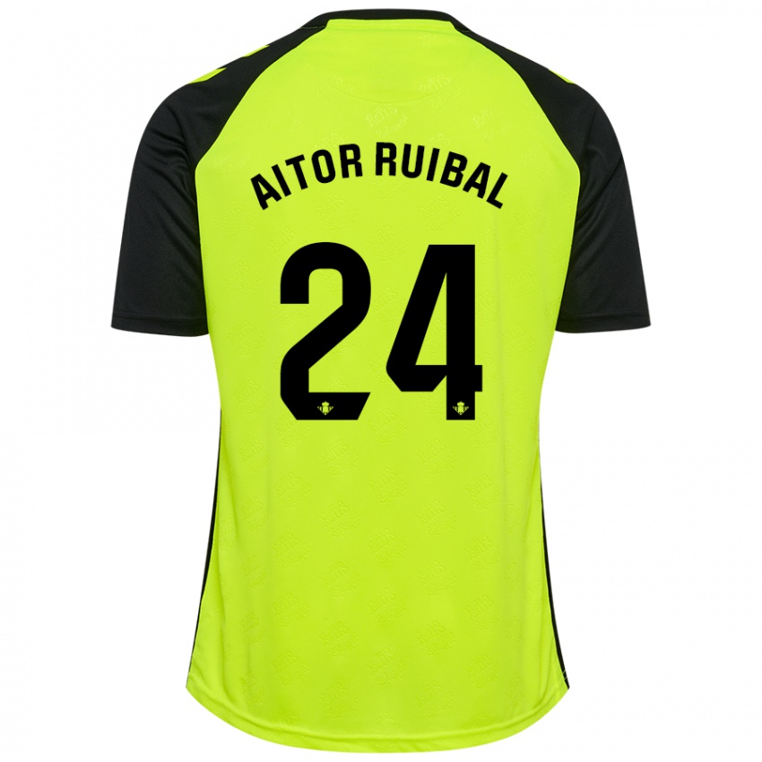 Kinder Aitor Ruibal #24 Fluoreszierendes Gelb Schwarz Auswärtstrikot Trikot 2024/25 T-Shirt