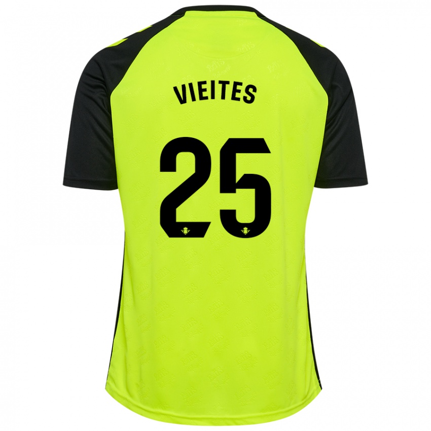 Kinder Fran Vieites #25 Fluoreszierendes Gelb Schwarz Auswärtstrikot Trikot 2024/25 T-Shirt