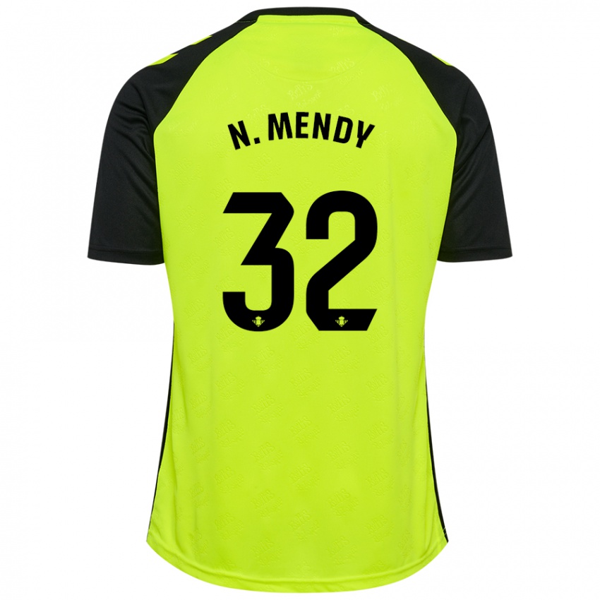 Kinder Nobel Mendy #32 Fluoreszierendes Gelb Schwarz Auswärtstrikot Trikot 2024/25 T-Shirt