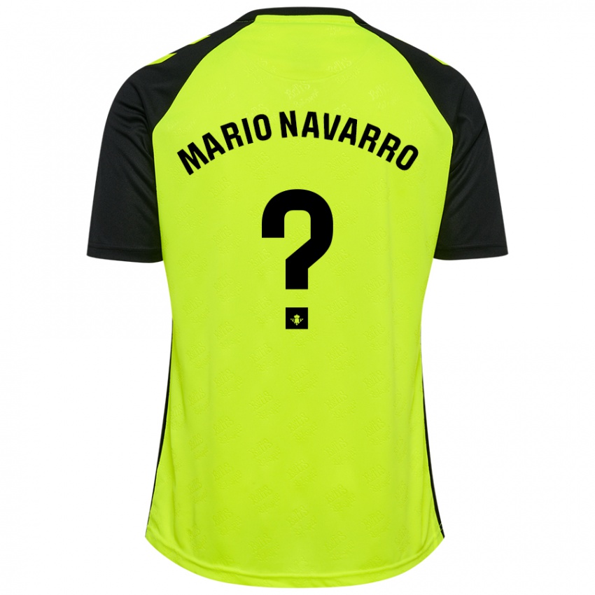 Kinder Mario Navarro #0 Fluoreszierendes Gelb Schwarz Auswärtstrikot Trikot 2024/25 T-Shirt