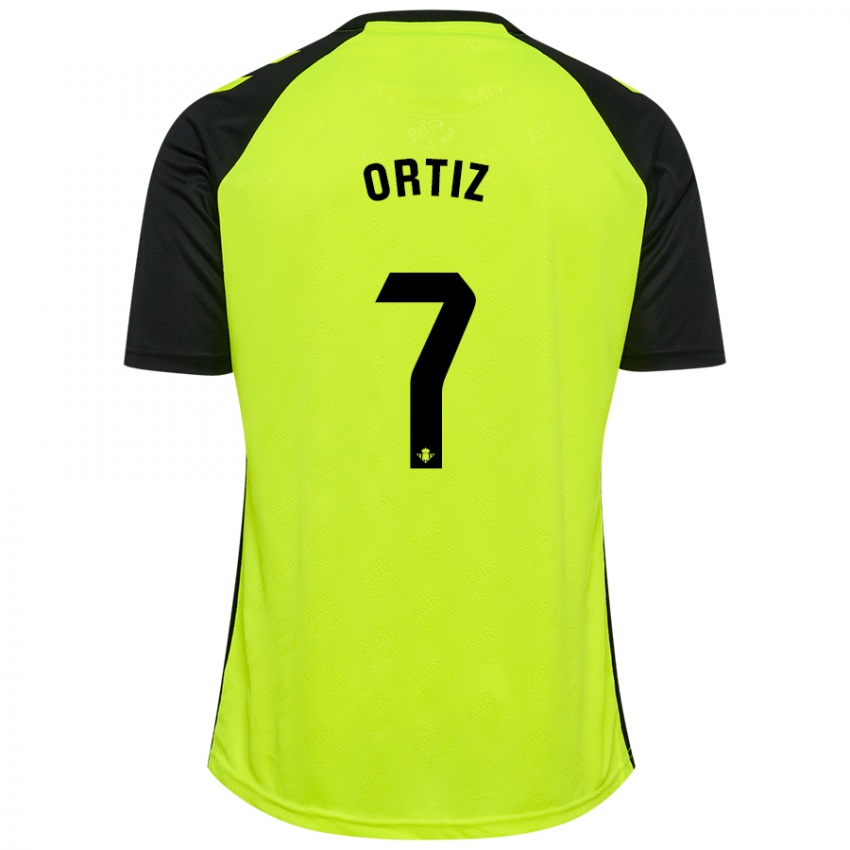 Kinder Ángel Ortiz #7 Fluoreszierendes Gelb Schwarz Auswärtstrikot Trikot 2024/25 T-Shirt