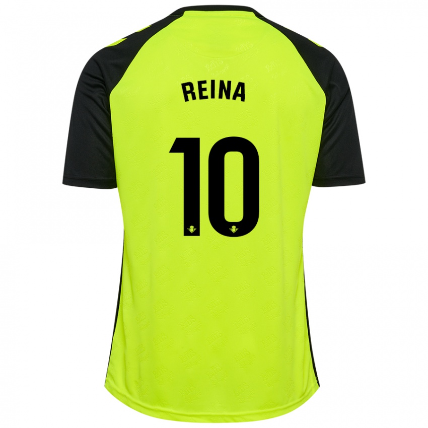 Kinder Carlos Reina #10 Fluoreszierendes Gelb Schwarz Auswärtstrikot Trikot 2024/25 T-Shirt