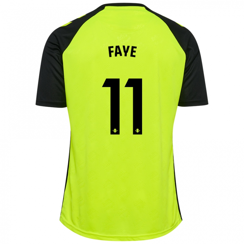 Kinder Souleymane Faye #11 Fluoreszierendes Gelb Schwarz Auswärtstrikot Trikot 2024/25 T-Shirt